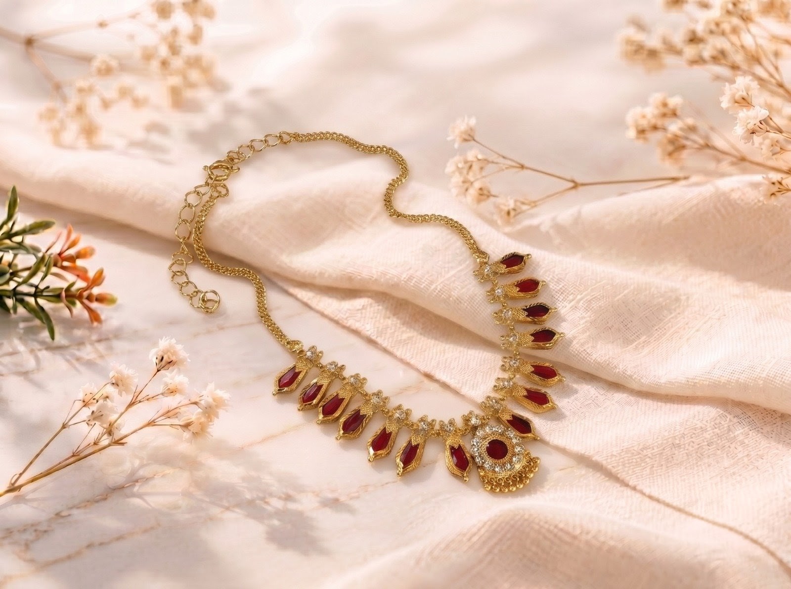 Red Nagapadam Necklace