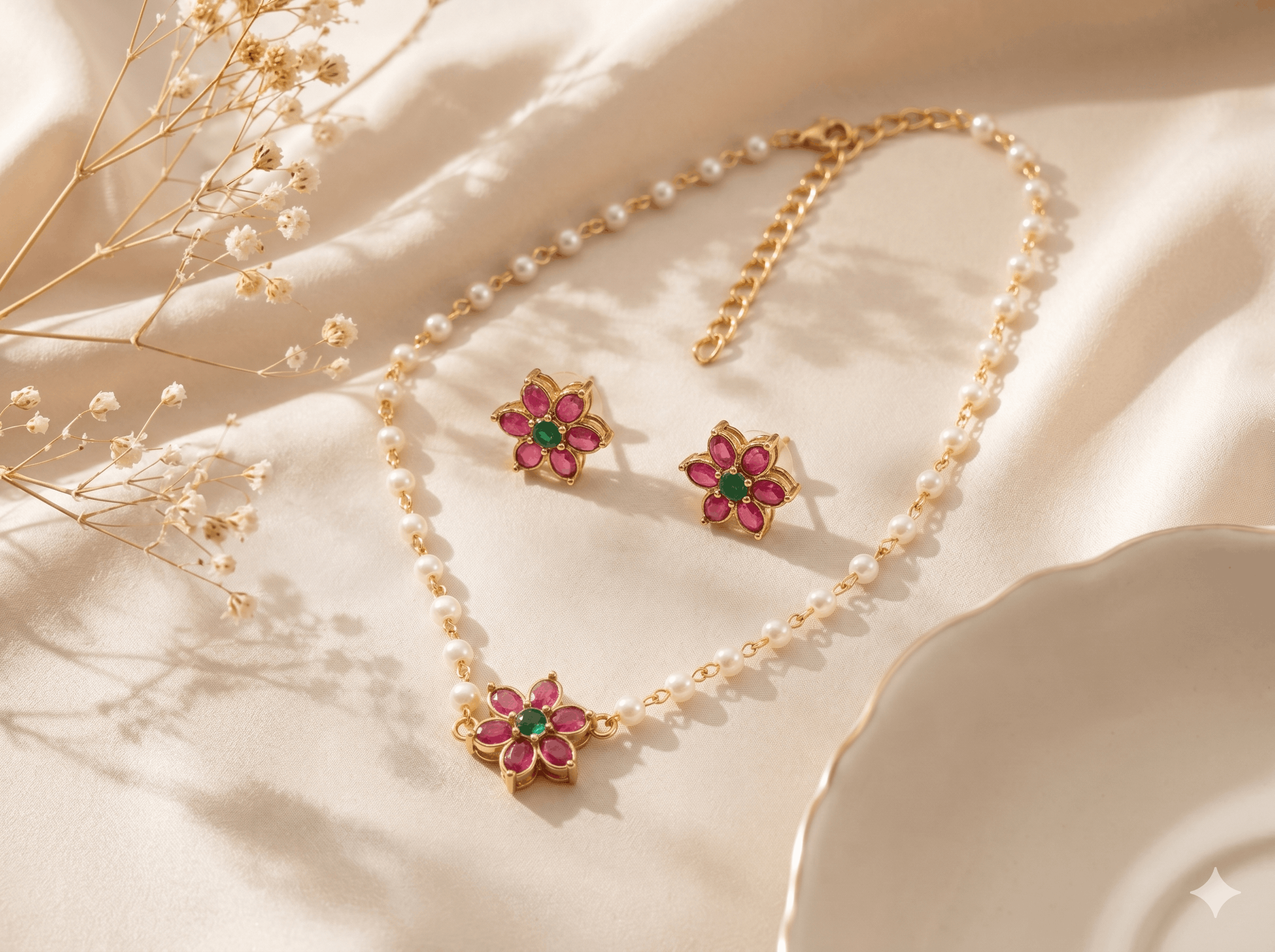 Pearl Daisy Choker Set