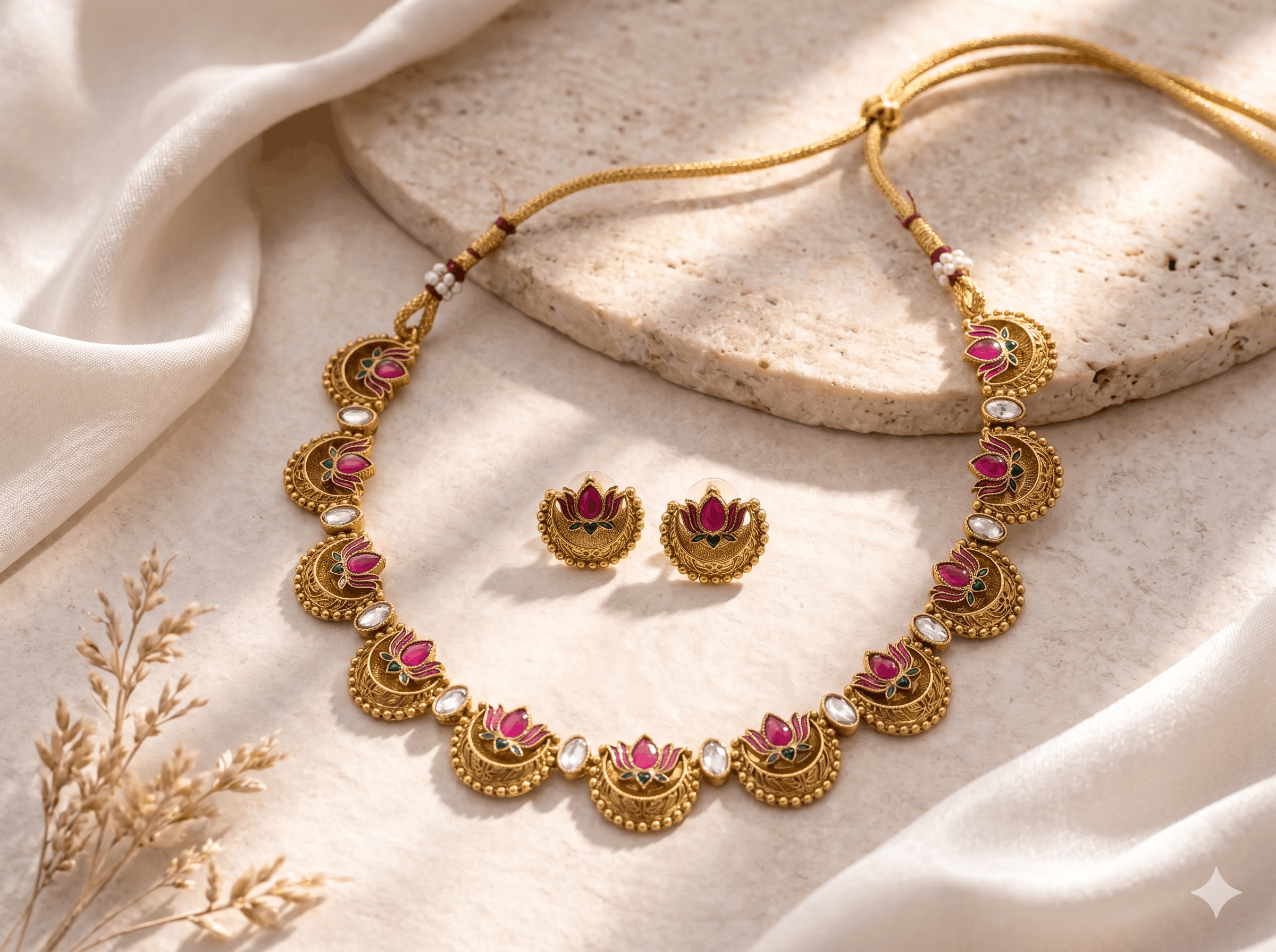 Lotus Charm Choker Set