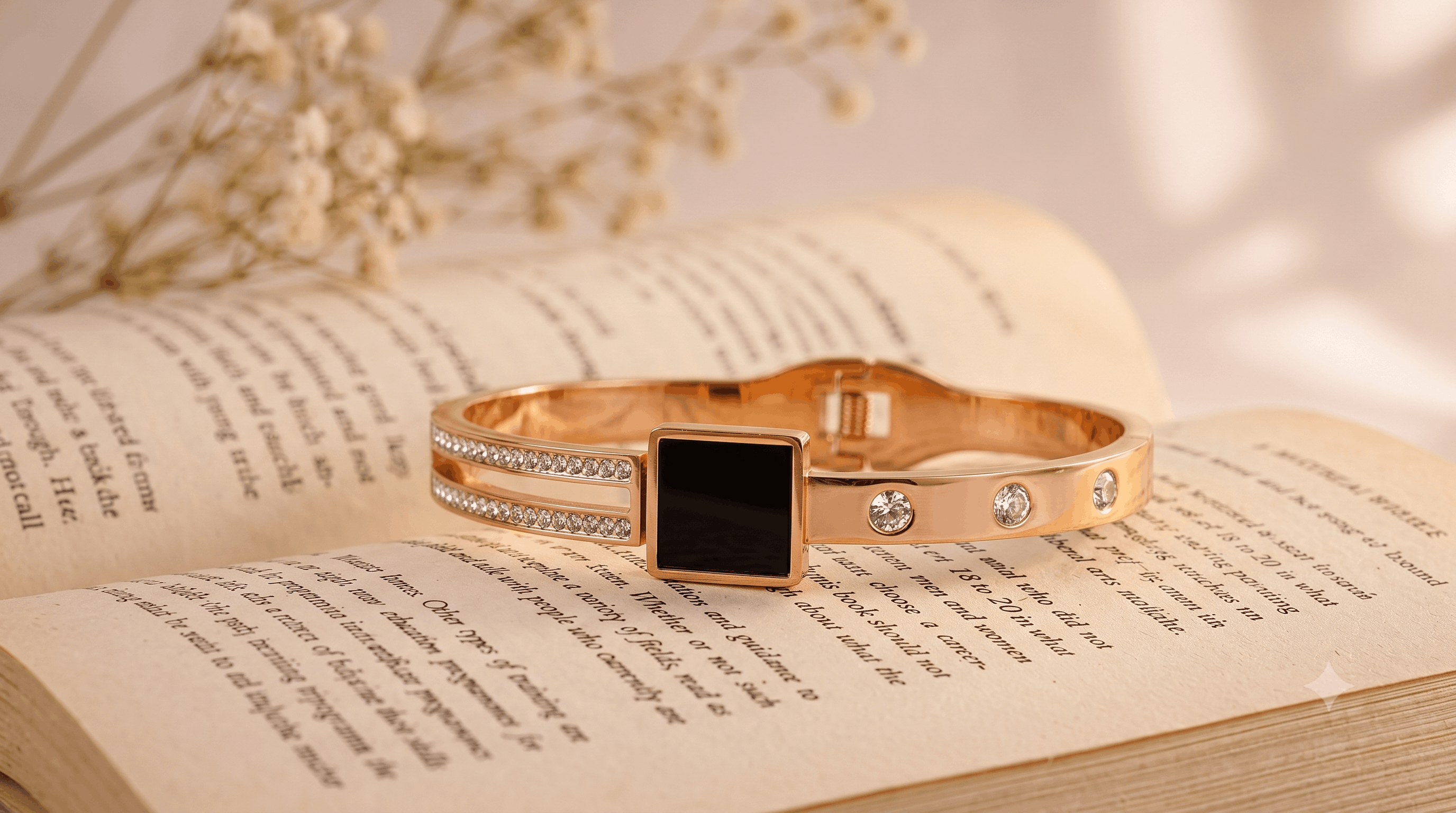 Onyx Charm Open Cuff Bangle