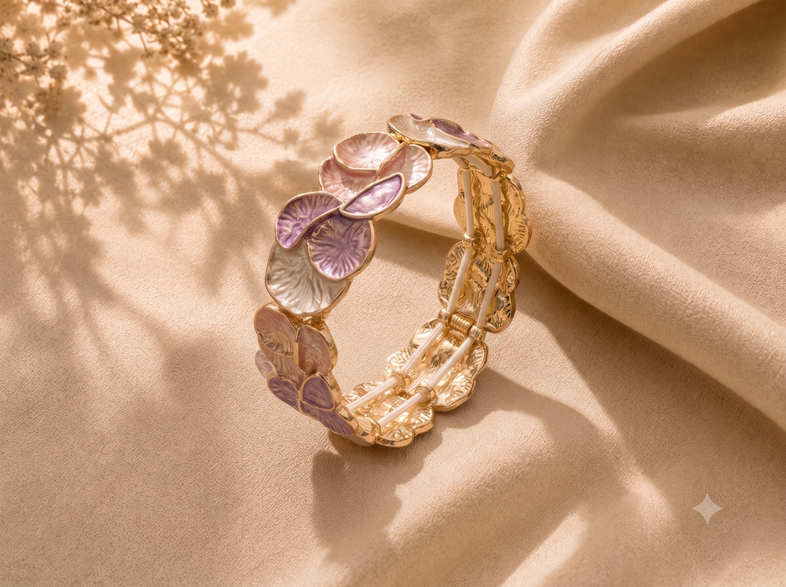 Pastel Lavender Petal Cuff Bangle