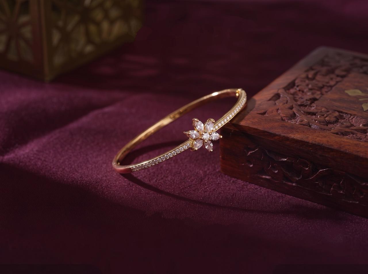 Floral Sparkle Cuff Bangle