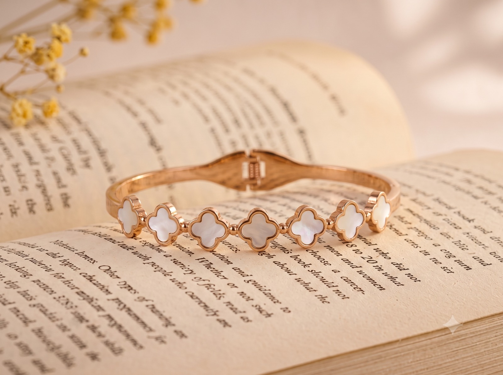Ivory Clover Luxe Cuff Bangle