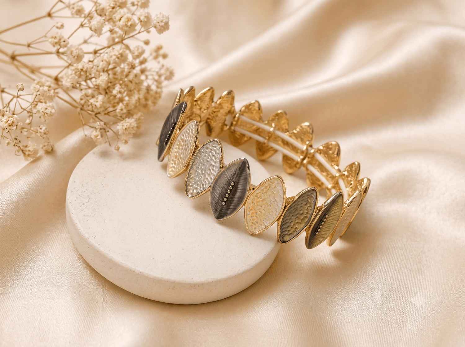 Textured Oval  Cuff Bangle