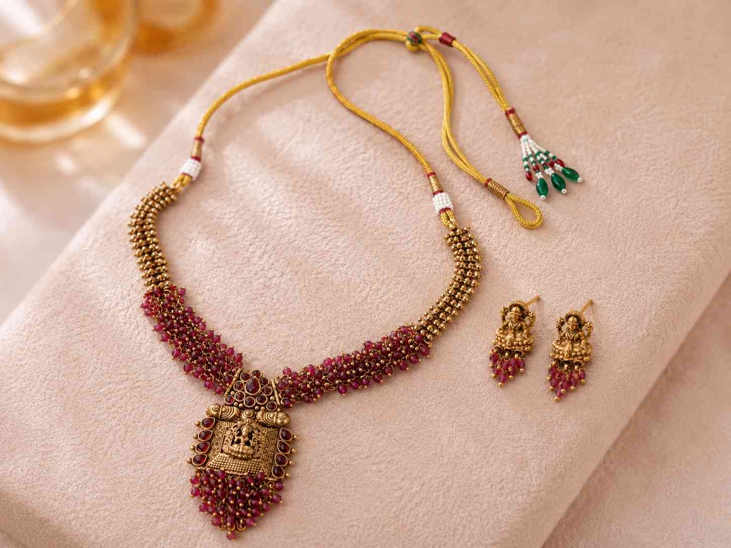 Heritage Ruby Beaded Temple Necklace