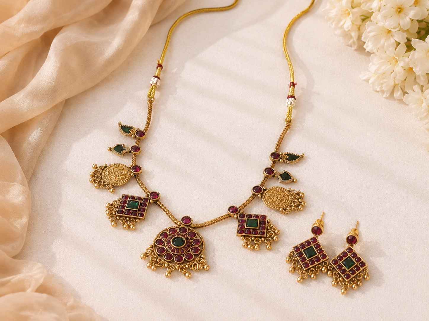 Antique Multi-Charm Temple Necklace