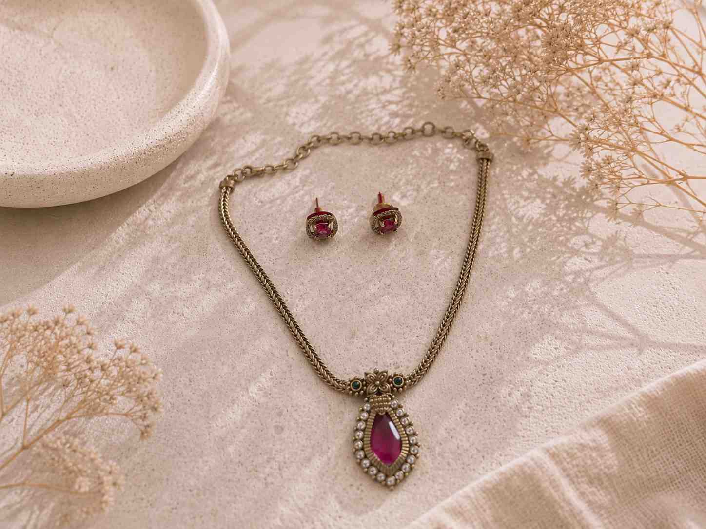 Timeless Ruby Drop Pendant Chain