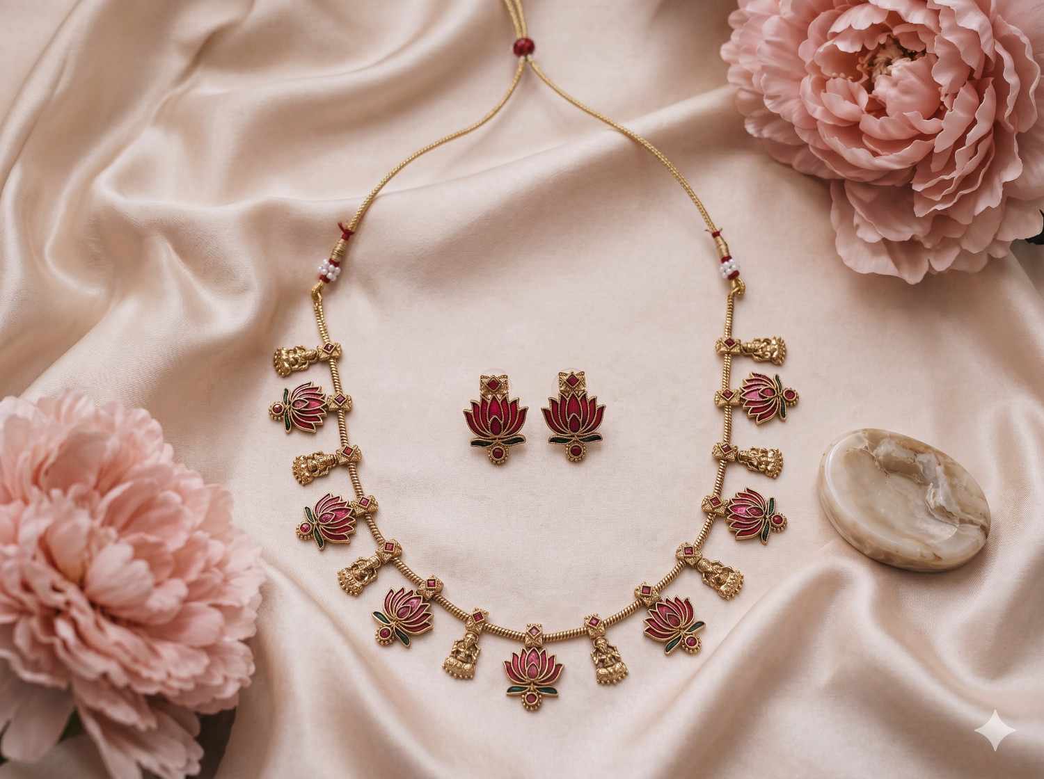 Lotus & Lakshmi Motif Necklace