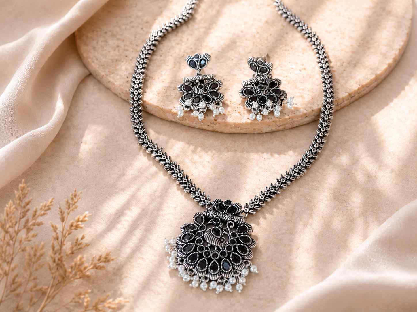 Elegant Peacock Floral Jewelry