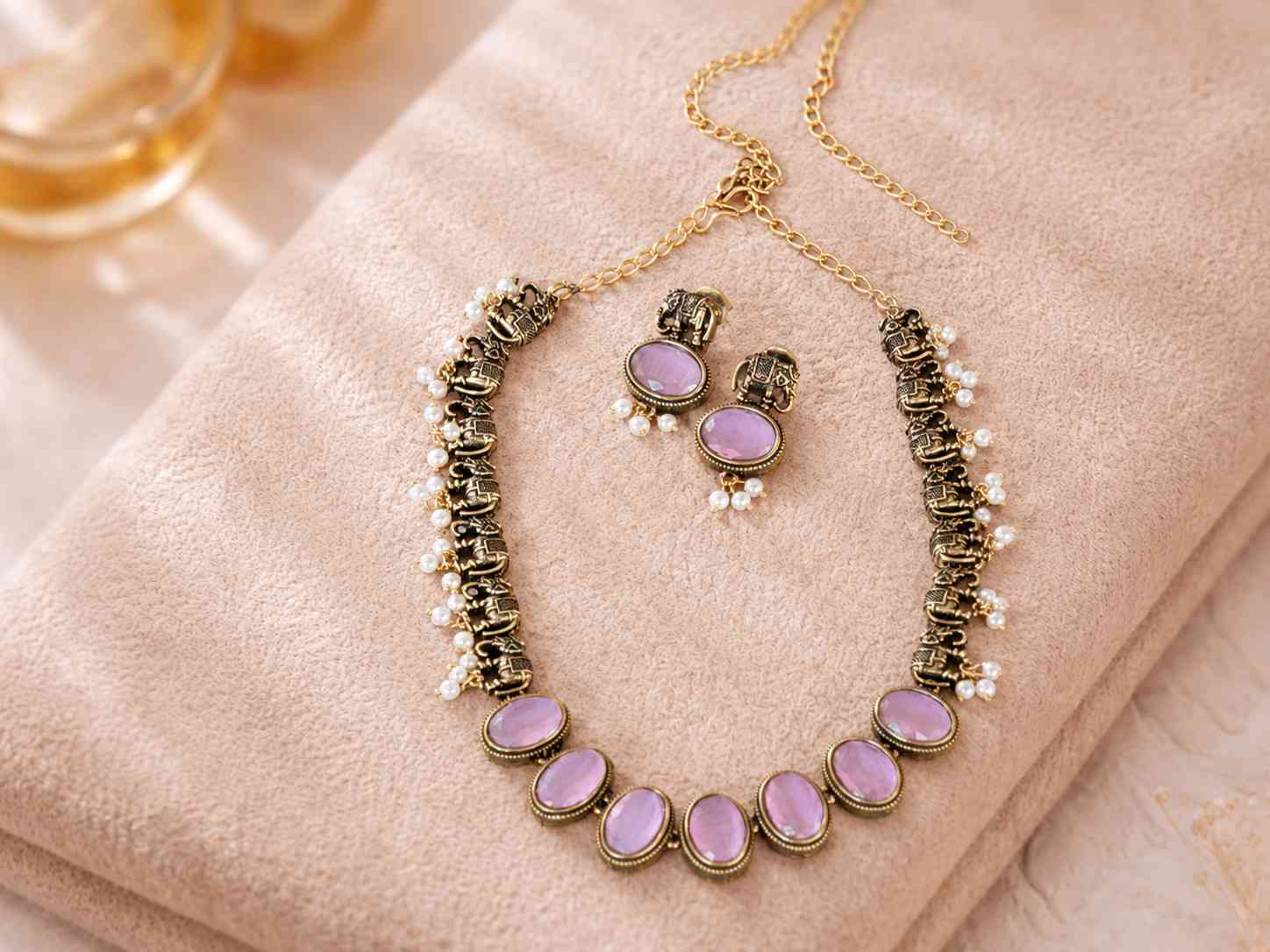 Lavender Elephant Motif Jewelry
