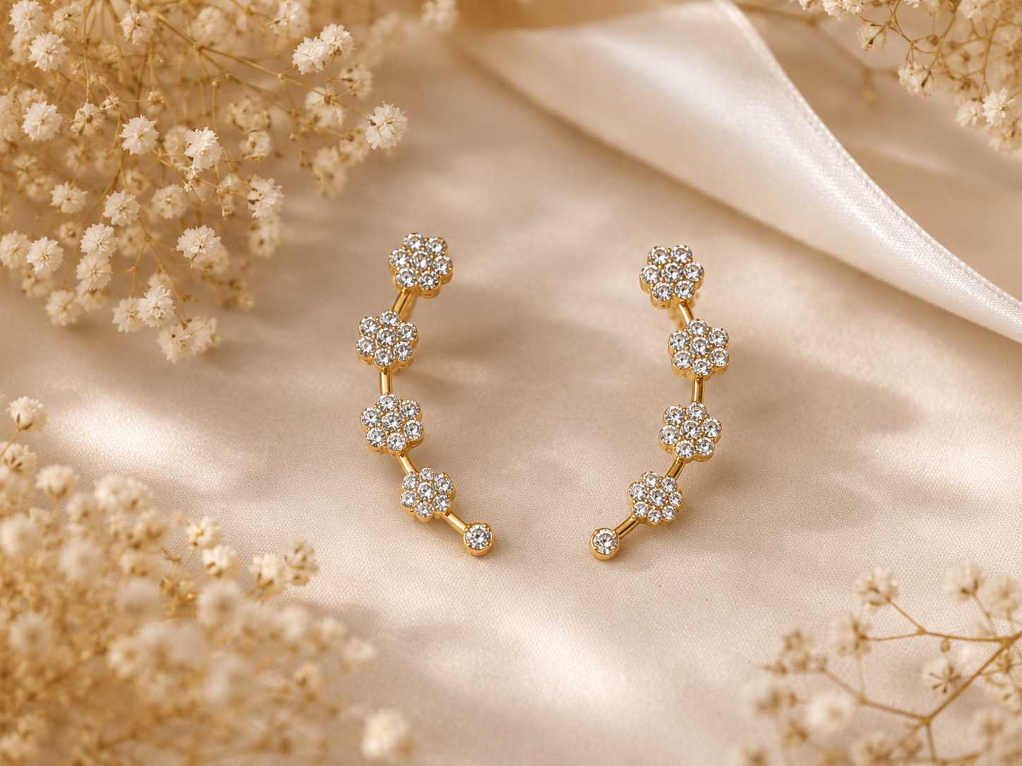 Elegant Floral Cuff Earrings