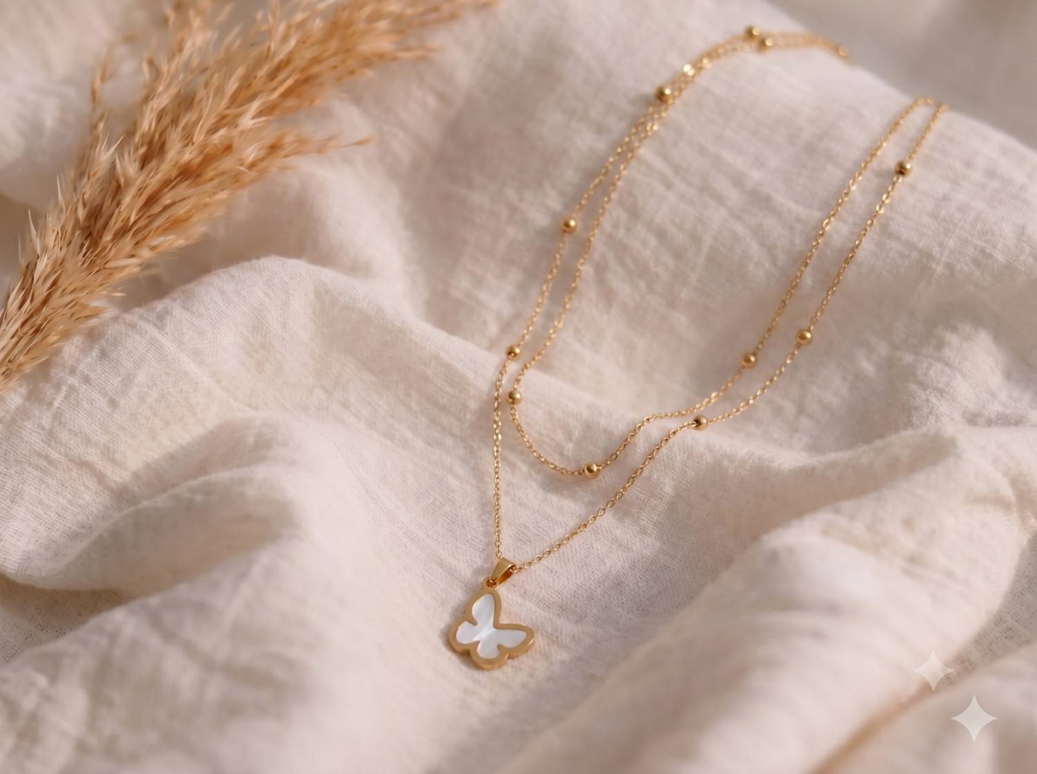 Layered Butterfly Pendant Chain